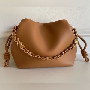 Soft Leather Pouch Clutch Bag - Golden Brown